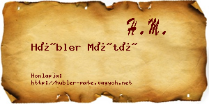 Hübler Máté névjegykártya